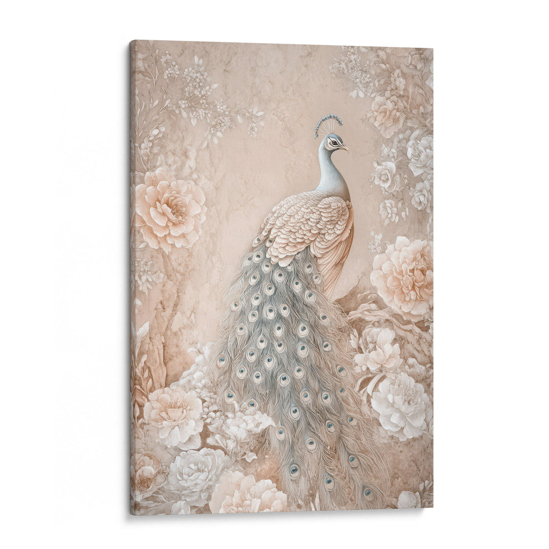 Elegant Peacock Bloom - Blush Blossoms Watercolor Canvas Print