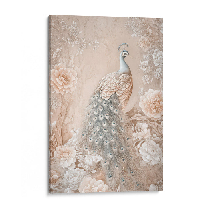 Elegant Peacock Bloom - Blush Blossoms Watercolor Canvas Print