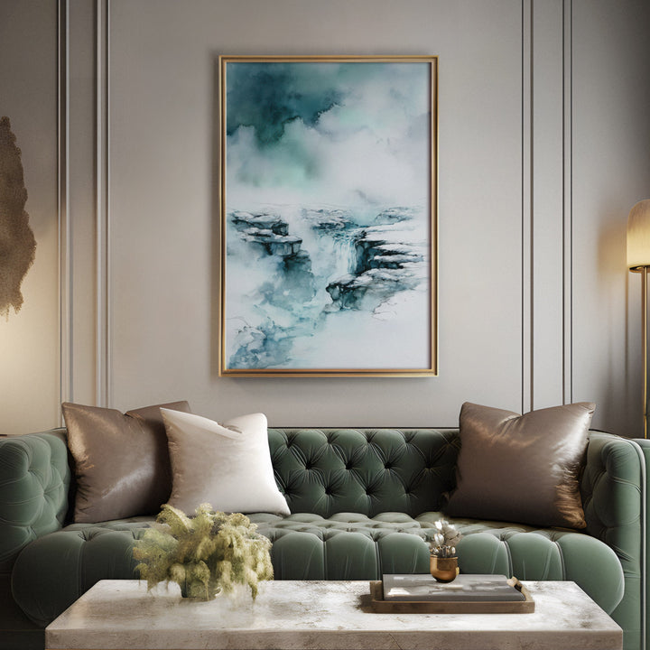 Ethereal Abyss - Waterfall Veil Falls Watercolor Canvas Print