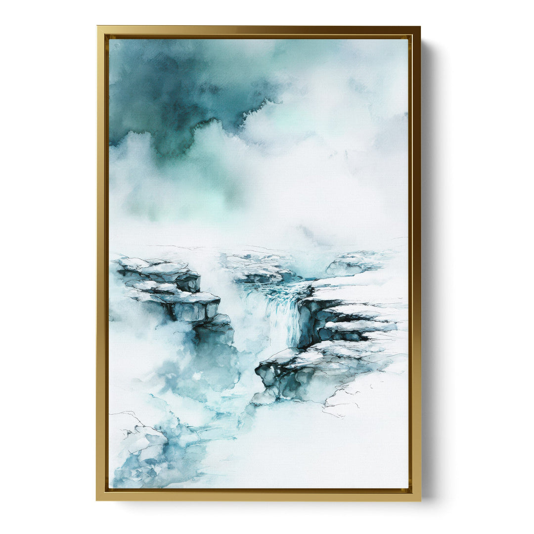 Ethereal Abyss - Waterfall Veil Falls Watercolor Canvas Print