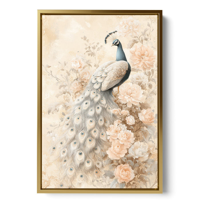 Regal Garden Grace - Peacock Blush Watercolor Canvas Print