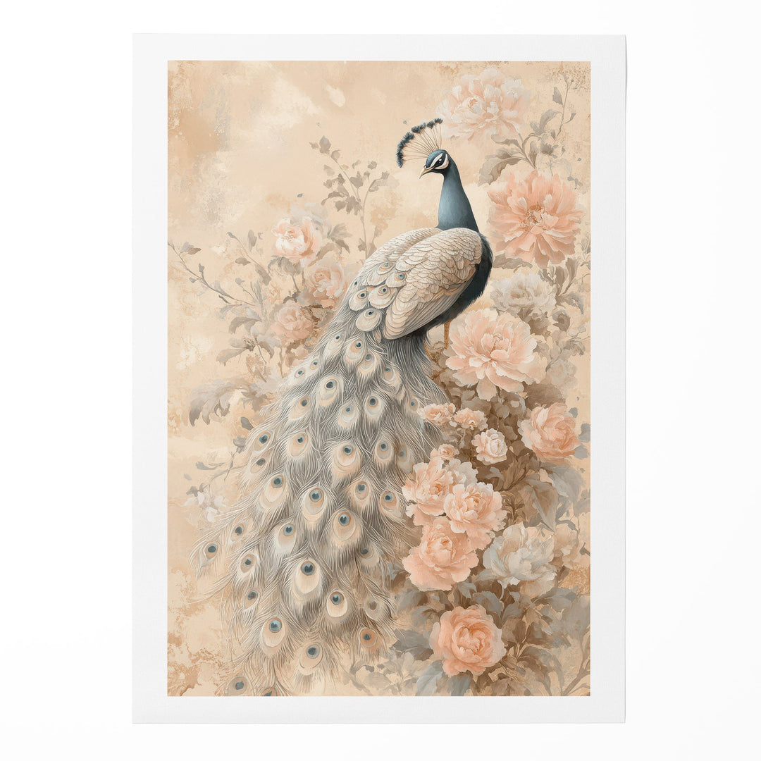 Regal Garden Grace - Peacock Blush Watercolor Canvas Print