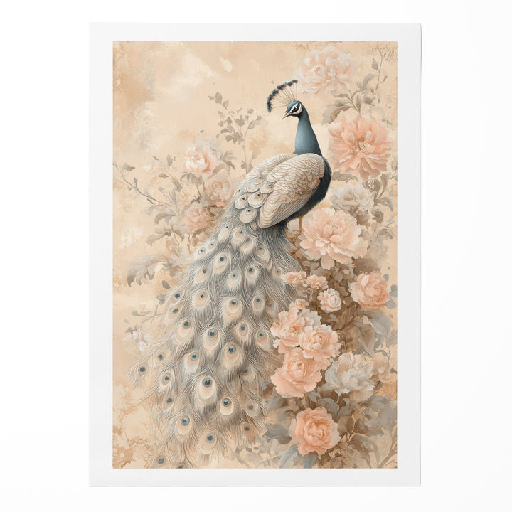 Regal Garden Grace - Peacock Blush Watercolor Canvas Print