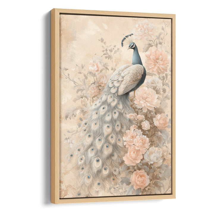 Regal Garden Grace - Peacock Blush Watercolor Canvas Print