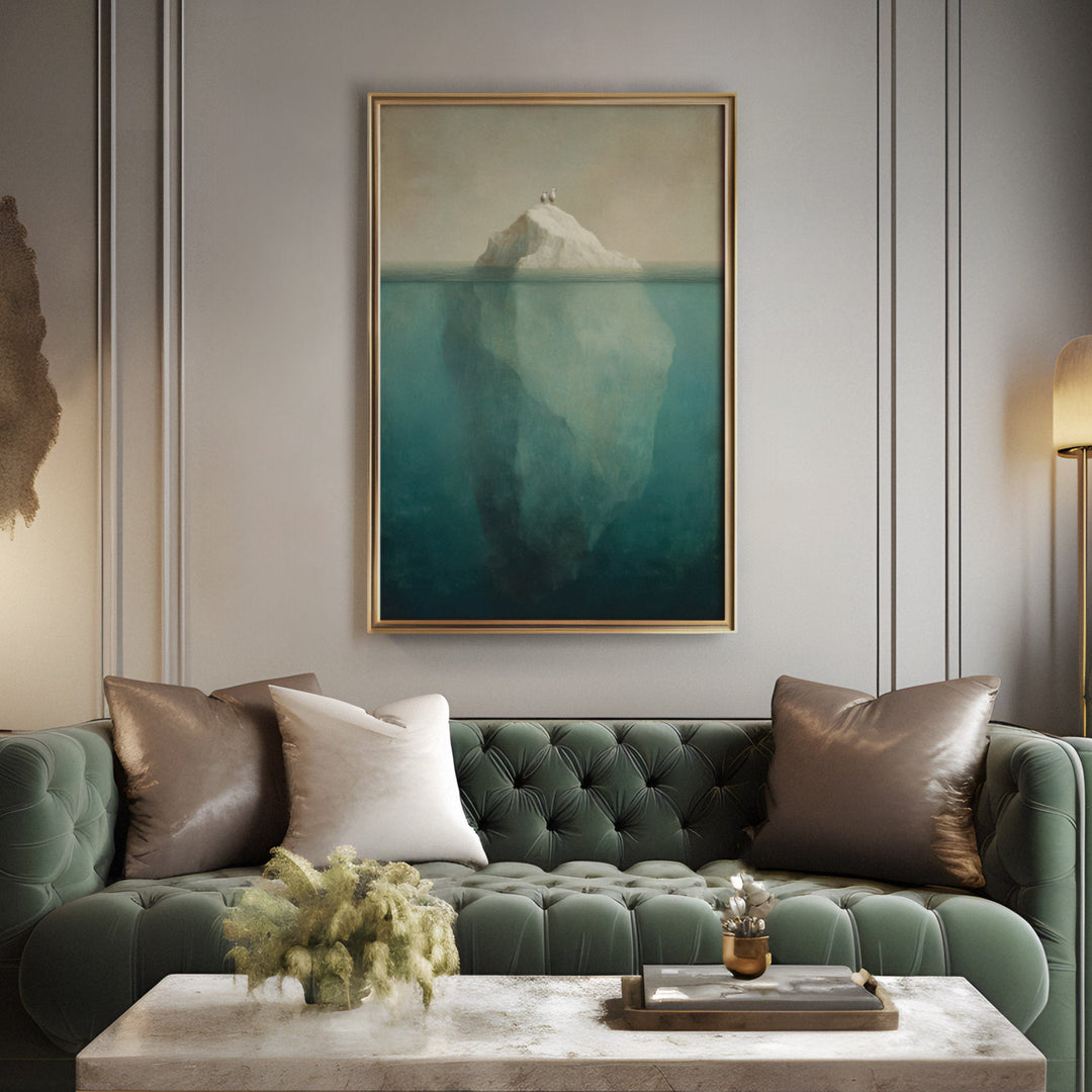 Hidden Depths - Iceberg Glacier Veins Watercolor Canvas Print