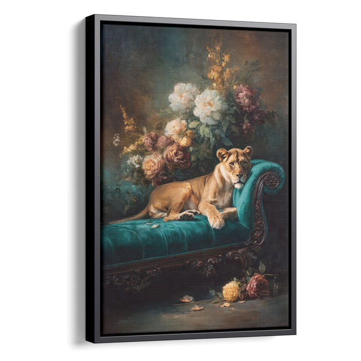 Royal Repose - Lioness Dramatic Surrealist Oil Canvas Print