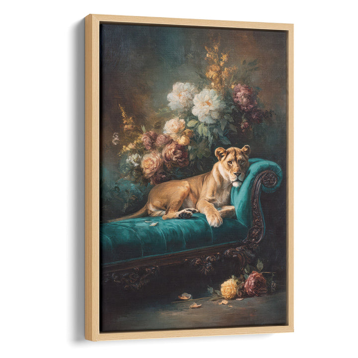Royal Repose - Lioness Dramatic Surrealist Oil Canvas Print