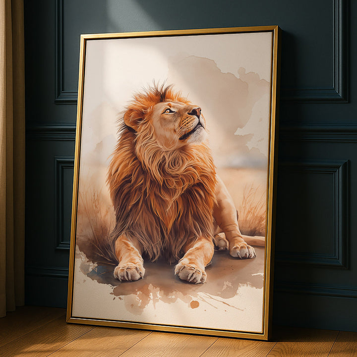 Regal Ascent - Lion Watercolor Canvas Print