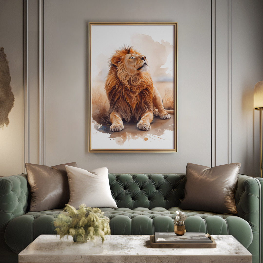 Regal Ascent - Lion Watercolor Canvas Print