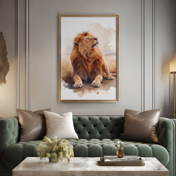 Regal Ascent - Lion Watercolor Canvas Print