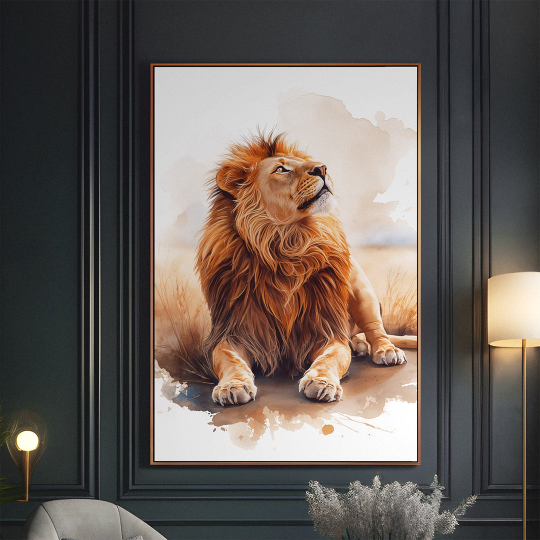 Regal Ascent - Lion Watercolor Canvas Print