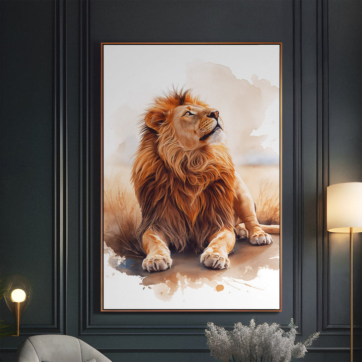 Regal Ascent - Lion Watercolor Canvas Print