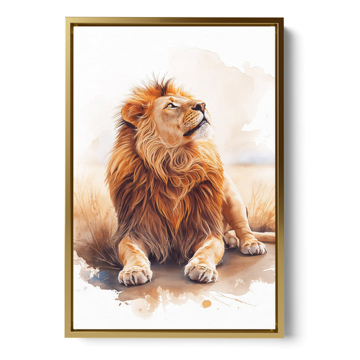 Regal Ascent - Lion Watercolor Canvas Print