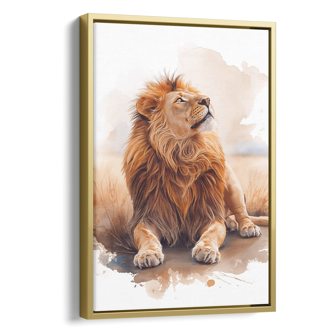 Regal Ascent - Lion Watercolor Canvas Print