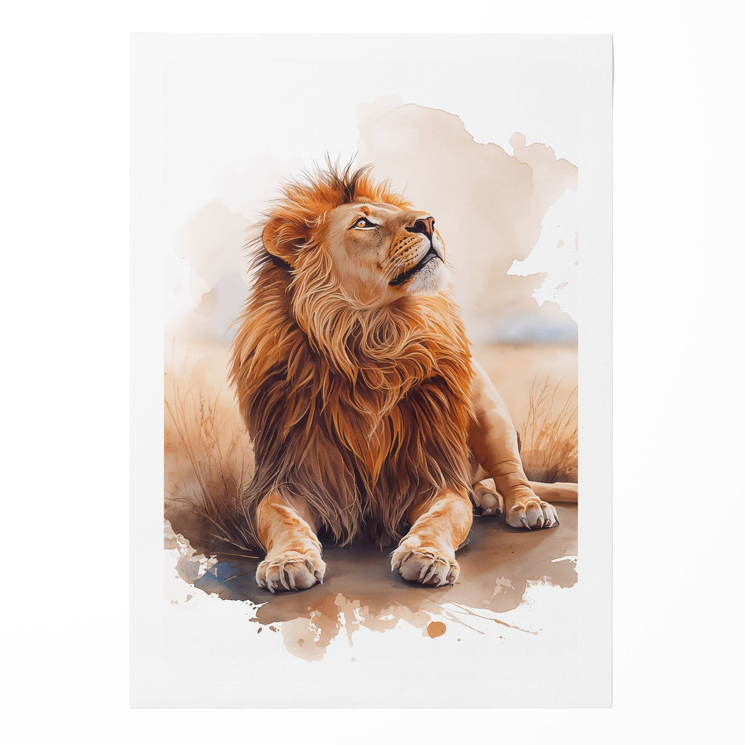 Regal Ascent - Lion Watercolor Canvas Print