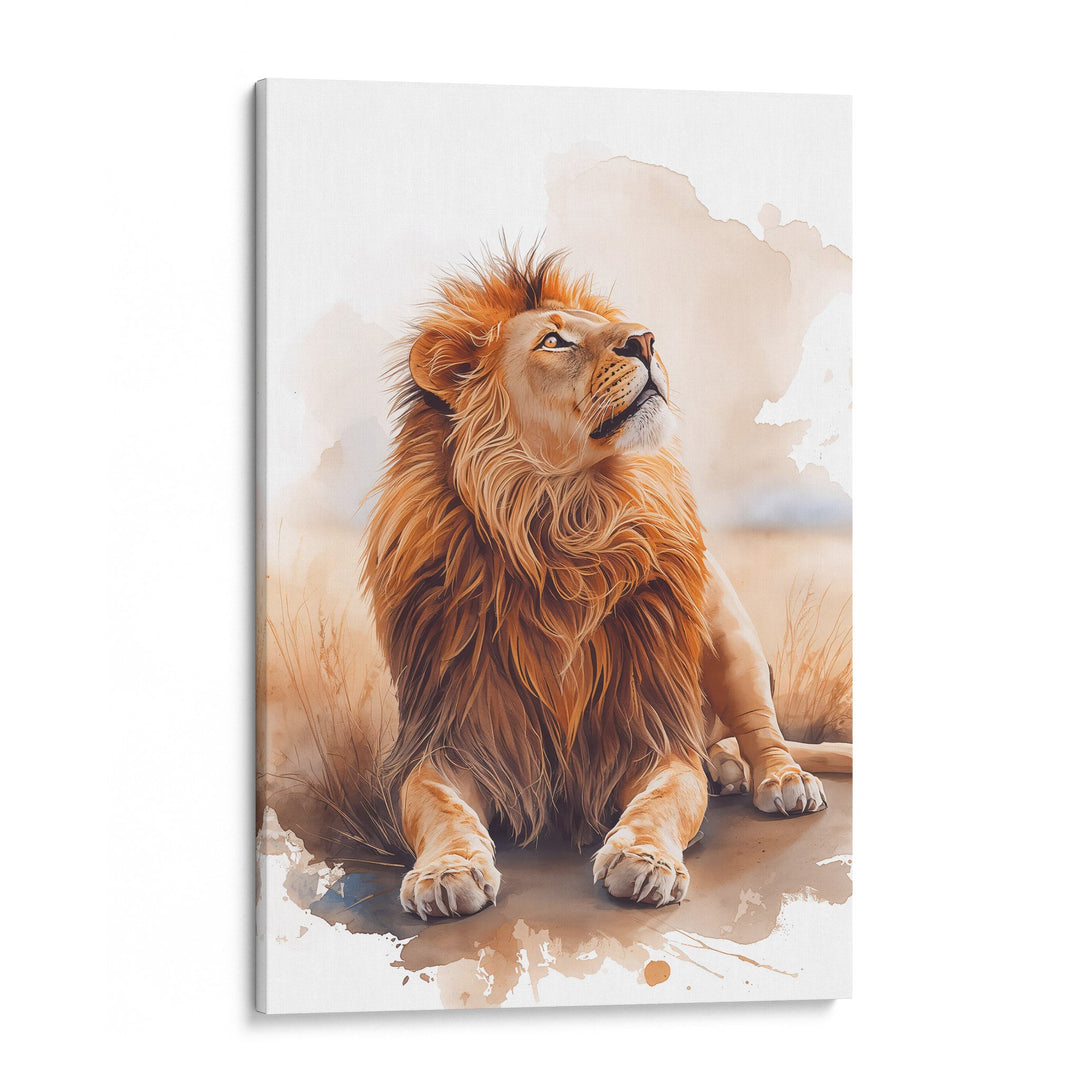 Regal Ascent - Lion Watercolor Canvas Print