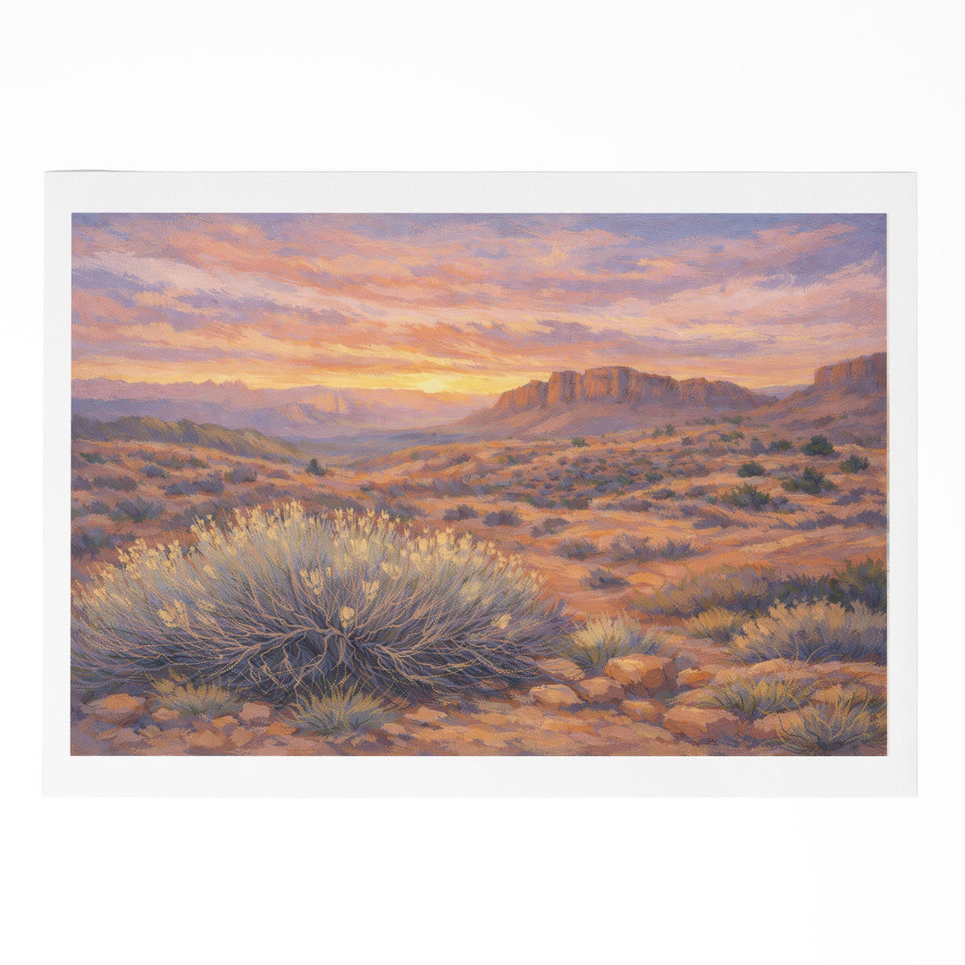 Amber Awakening - Desert Sagebrush Impressionist Oil Canvas Print
